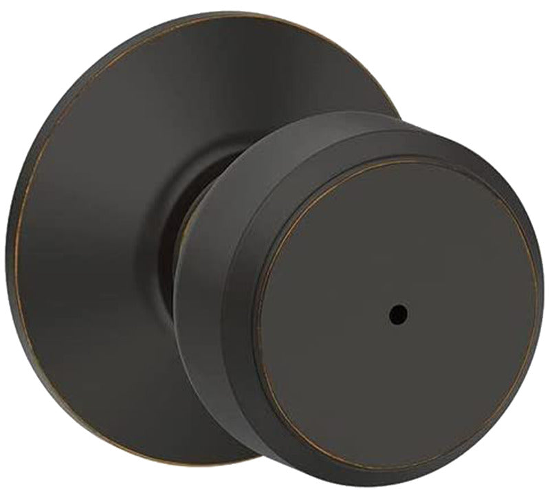 SCHLAGE LOCK Schlage F Series F40 V BWE 716 Privacy Lockset, Round Design, Knob Handle, Aged Bronze, Metal, Interior Locking HARDWARE & FARM SUPPLIES SCHLAGE LOCK