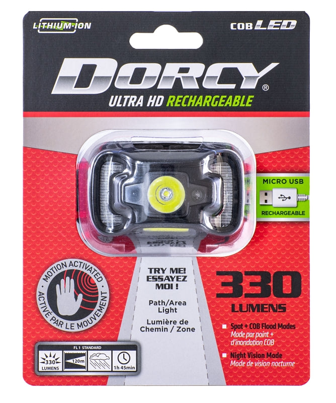 DORCY Dorcy 41-4359 Rechargeable Headlamp, 1800 mAh, Lithium-Ion Battery, LED Lamp, 330 Lumens, Spot Beam, 200 m Beam Distance ELECTRICAL DORCY