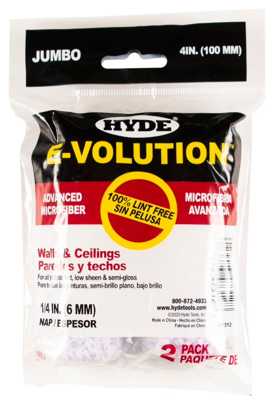 HYDE Hyde 47312 Jumbo Mini Roller Cover, 1/4 in Thick Nap, 4 in L, 2/PK PAINT HYDE