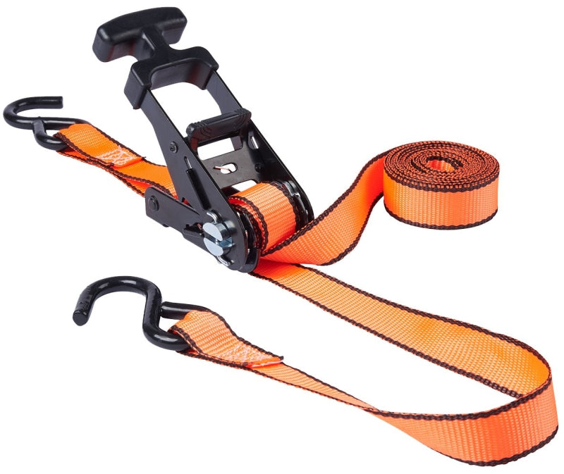 KEEPER Keeper 85404 Tie Down Strap, 1 in W, 12 ft L, Hi-Viz Orange, 500 lb Working Load, S-Hook End AUTOMOTIVE KEEPER