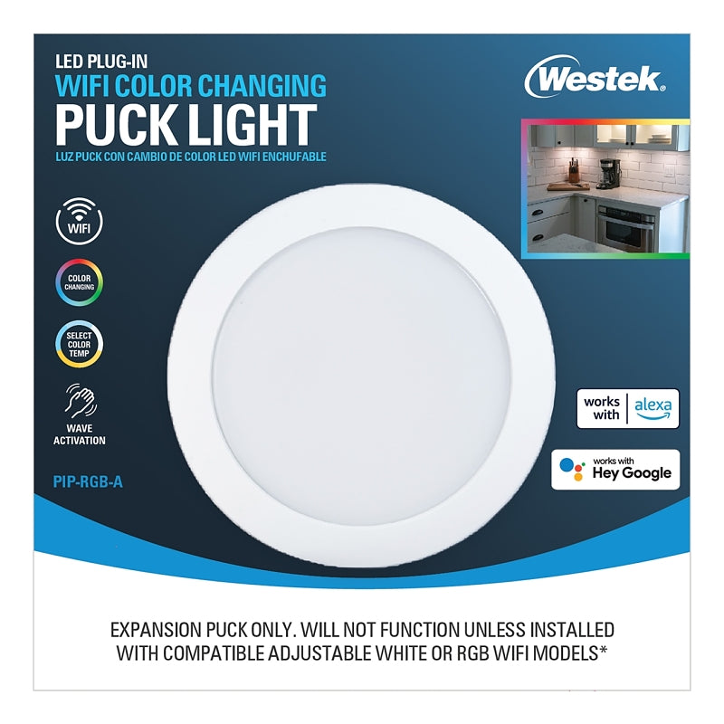 WESTEK Westek PIP-RGB-A WiFi Motion and RF Remote Controlled Puck Light, 120 V, 3.5 W, 3-Lamp, LED Lamp, 300 Lumens ELECTRICAL WESTEK