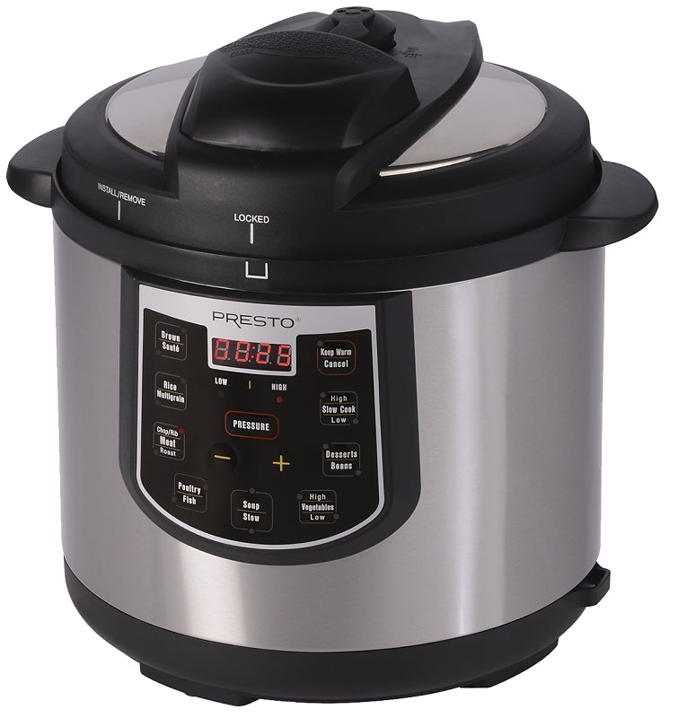 NATIONAL PRESTO Presto 02141 Electric Pressure Cooker Plus, 6 qt Capacity, 1005 W, Digital Control, 13 in L, 12 in W, 12.67 in H HOUSEWARES NATIONAL PRESTO