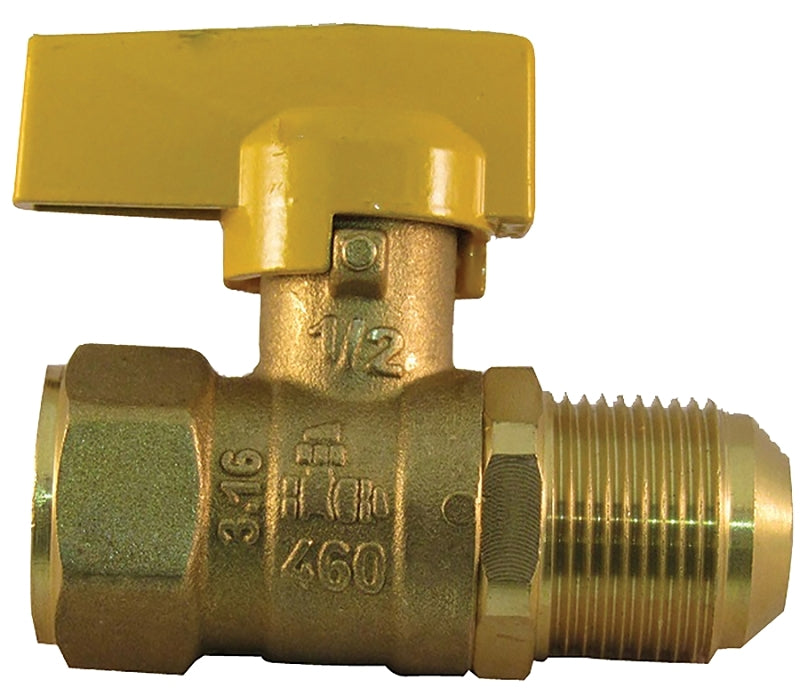 PRO-FLEX Pro-Flex PFGVO-FFL12C Gas Valve, 1/2 in Connection, FIP x Flare, 5 psi Pressure, Lever Actuator, Brass Body PLUMBING, HEATING & VENTILATION PRO-FLEX
