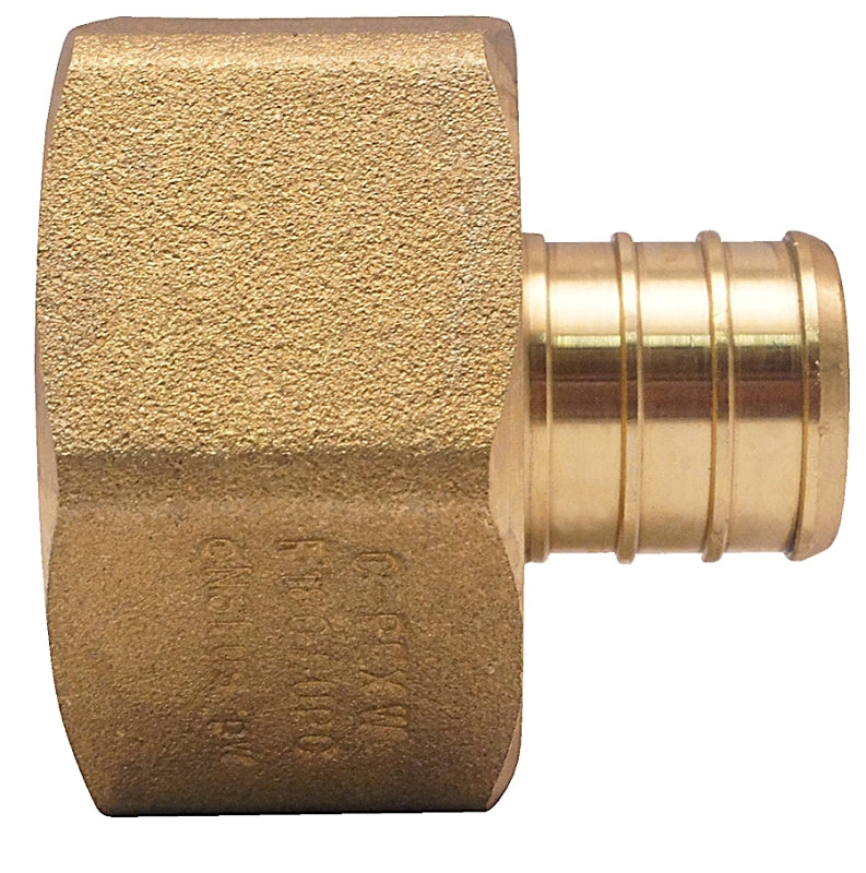 APOLLO Apollo APXFA34B1F Pipe Adapter, 3/4 x 1 in, Barb x FPT, PEX-B, Brass, 200 psi Pressure PLUMBING, HEATING & VENTILATION APOLLO