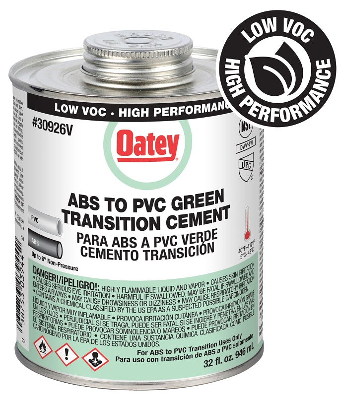 OATEY Oatey 30926V Medium-Bodied Transition Cement, 32 oz Can, Liquid, Green PLUMBING, HEATING & VENTILATION OATEY