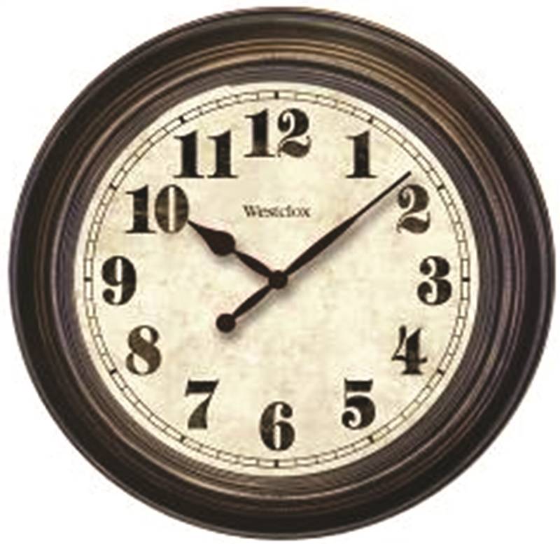 WESTCLOX Westclox Classic Series 32213 Clock, 24 in Dia, Round, Brown Frame, Analog HOUSEWARES WESTCLOX