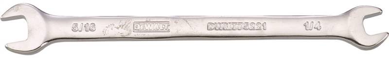 DEWALT DEWALT DWMT75221OSP Open End Wrench, SAE, 1/4 x 5/16 in Head, 4-27/32 in L, Steel, Polished Chrome TOOLS DEWALT