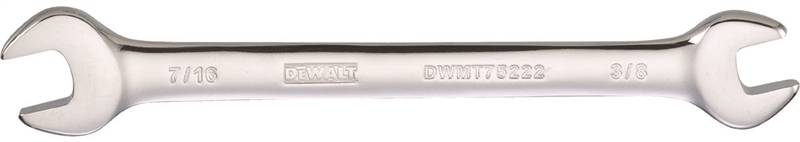 DEWALT DEWALT DWMT75222OSP Open End Wrench, SAE, 3/8 x 7/16 in Head, 6-5/32 in L, Steel, Polished Chrome TOOLS DEWALT