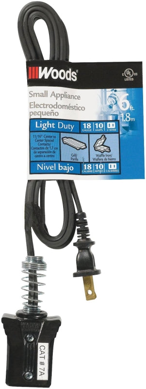 WOODS CCI 0291 Extension Cord, 6 ft L, 10 A, 125 V, Black ELECTRICAL WOODS