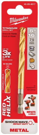 MILWAUKEE Milwaukee SHOCKWAVE 48-89-4617 Impact Drill Bit, 5/16 in Dia, 4.37 in OAL, Twist Flute, 1/4 in Dia Shank, Hex Shank TOOLS MILWAUKEE