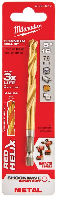 MILWAUKEE Milwaukee SHOCKWAVE 48-89-4617 Impact Drill Bit, 5/16 in Dia, 4.37 in OAL, Twist Flute, 1/4 in Dia Shank, Hex Shank TOOLS MILWAUKEE