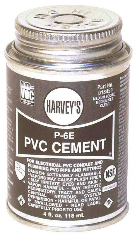HARVEY Harvey P-6 Series 18450-12 Conduit Cement, 4 oz Can, Liquid, Clear PLUMBING, HEATING & VENTILATION HARVEY