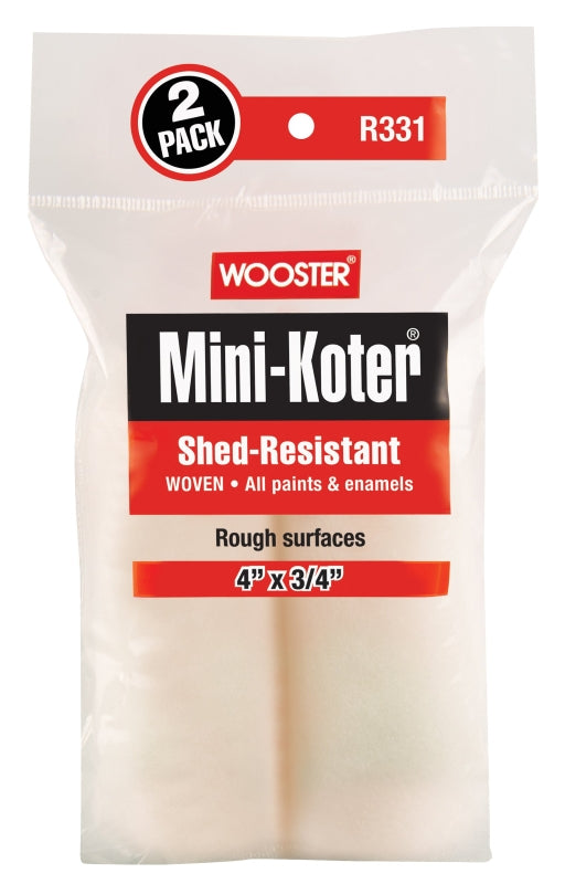 WOOSTER BRUSH Wooster R331-4 Mini Roller Cover, 3/4 in Thick Nap, 4 in L, Fabric Cover, 2/PK PAINT WOOSTER BRUSH
