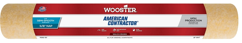 WOOSTER BRUSH Wooster R362-18 Roller Cover, 3/8 in Thick Nap, 18 in L, Green PAINT WOOSTER BRUSH
