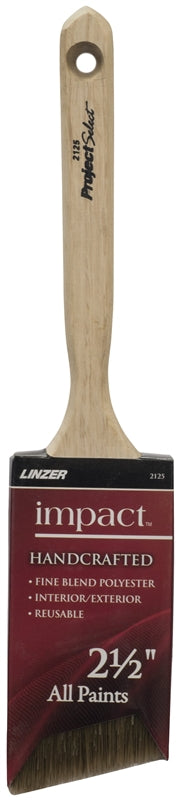 LINZER Linzer 2125N-2.5 Paint Brush, Natural, Wood Handle, 2-1/2 in W, Polyester Bristle, Angle Sash Handle PAINT LINZER