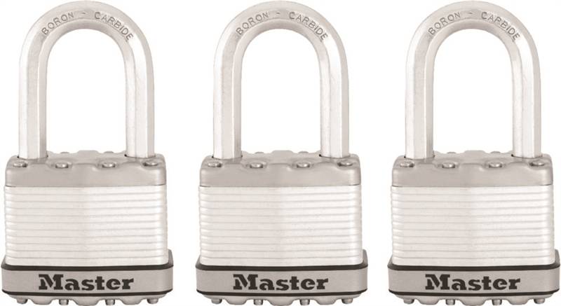 MASTER LOCK Master Lock Magnum Series M5XTRILF Padlock, Keyed Alike Key, 3/8 in Dia Shackle, 1-1/2 in H Shackle, Zinc, 2 in W Body