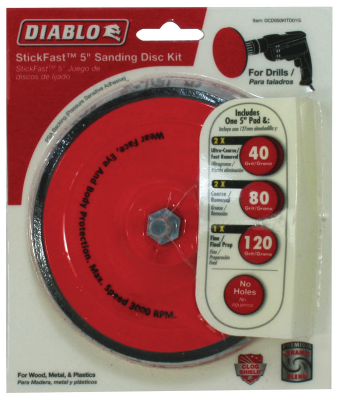 DIABLO Diablo DCD050KITD01G Sanding Disc Kit, 5 in Dia, 40, 80, 120 Grit, Ceramic Abrasive AUTOMOTIVE DIABLO
