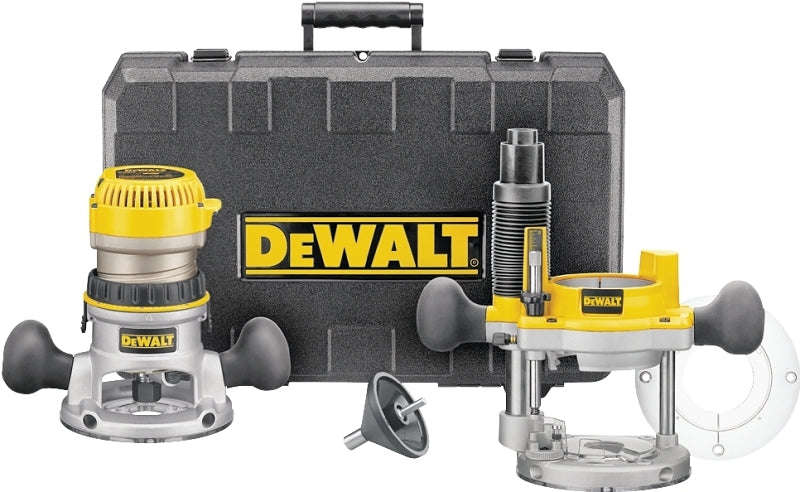 DEWALT DEWALT DW618PK Fixed Base Router Combination Kit, 12 A, 8000 to 24,000 rpm Load Speed, 2-1/2 in Max Stroke TOOLS DEWALT
