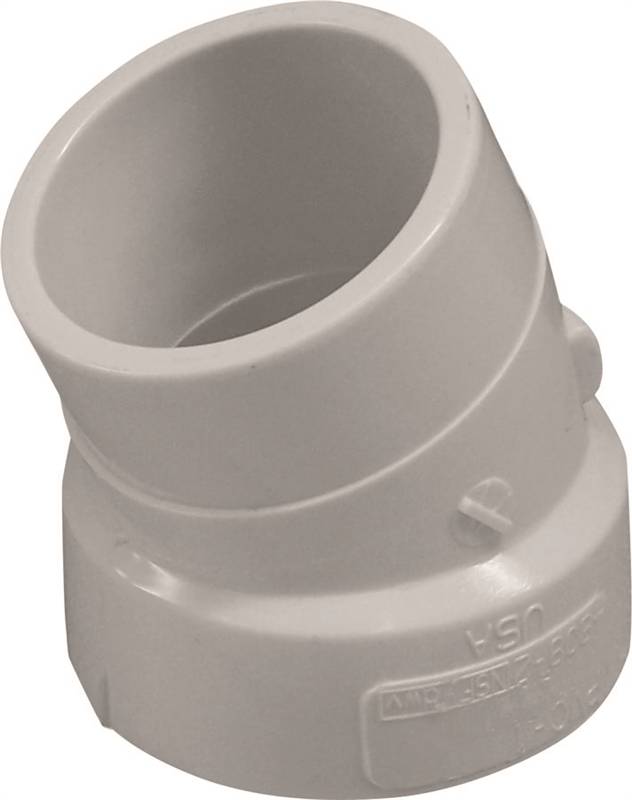 IPEX USA LLC-CANPLAS Canplas 192561 Street Pipe Elbow, 1-1/2 in, Spigot x Hub, 22.5 deg Angle, PVC, White PLUMBING, HEATING & VENTILATION IPEX USA LLC-CANPLAS