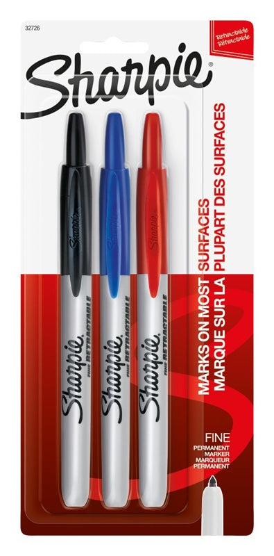 SHARPIE Sharpie 32726 Retractable Permanent Marker, Fine Lead/Tip, Assorted Lead/Tip