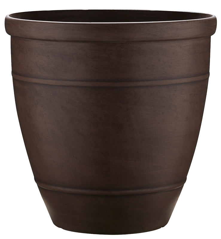 SOUTHERN PATIO Southern Patio RUB-091547 Wright Planter, 18 in H, Rubber, Brown