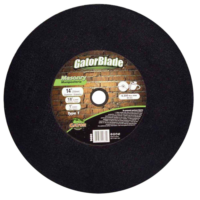 GATOR GatorBlade 9680 Cut-Off Wheel, 14 in Dia, 1/8 in Thick, 1 in Arbor TOOLS GATOR