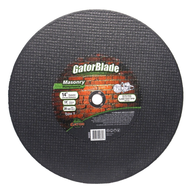 GATOR GatorBlade 9682 Cut-Off Wheel, 14 in Dia, 1/8 in Thick, 20 mm Arbor TOOLS GATOR