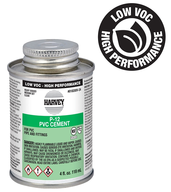 HARVEY Harvey P-12 Series 18200V-24 Heavy-Bodied Medium Set Cement, 4 oz Can, Liquid, Clear PLUMBING, HEATING & VENTILATION HARVEY
