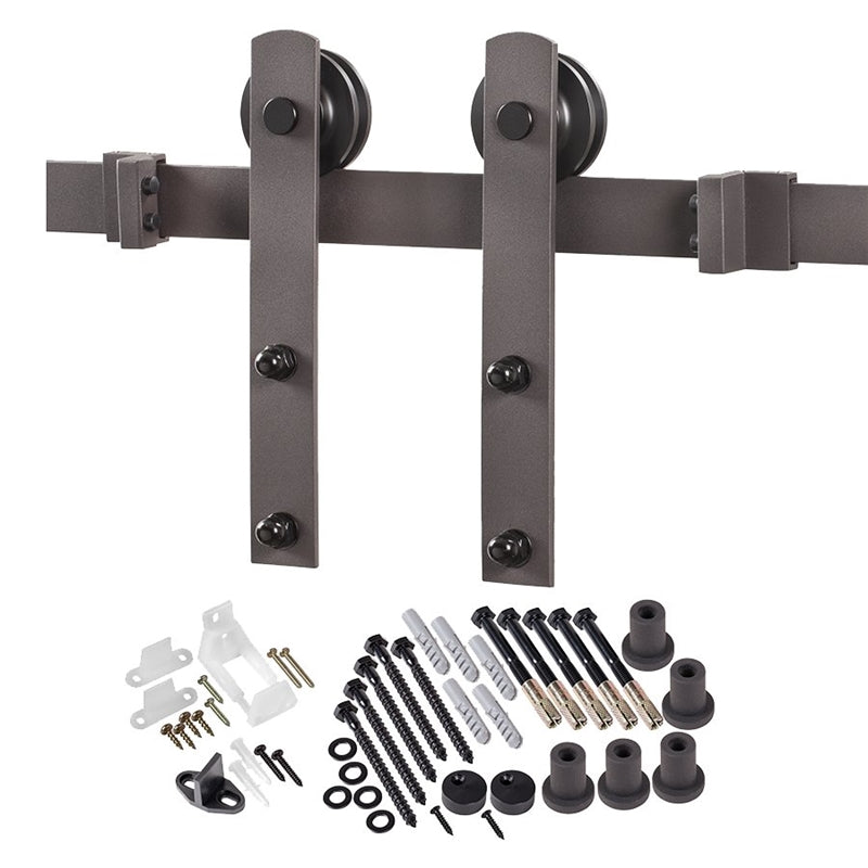 RENIN Renin BD100K-07800-BR Straight Strap Barn Door Hardware Kit, 78-3/4 in L Track, Steel, Bronze, Wall