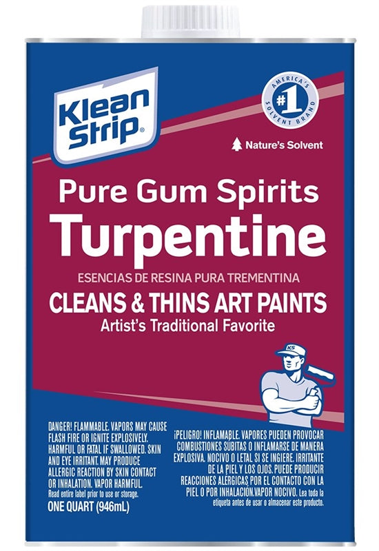 KLEAN STRIP Klean Strip QGT69 Gum Spirit Thinner, Liquid, Pine, Clear, 1 qt
