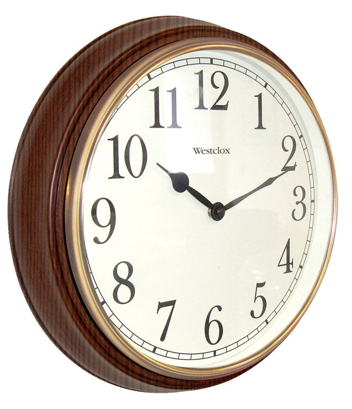 WESTCLOX Westclox Classic Series 73004P Clock, Round, Woodgrain Frame, Plastic Clock Face, Analog HOUSEWARES WESTCLOX