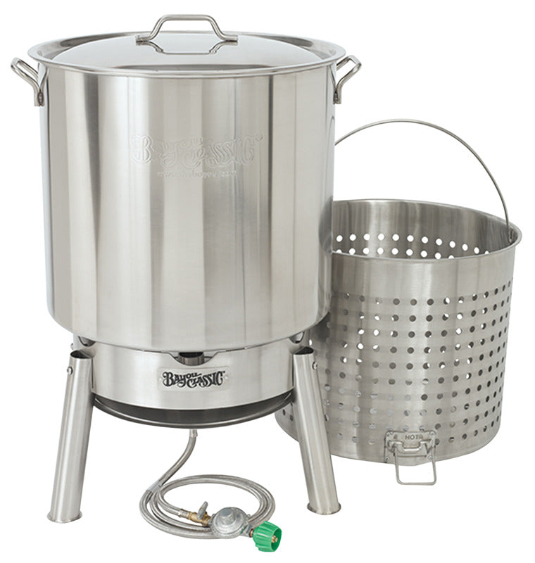 BAYOU CLASSIC Bayou Classic KDS-182 Crawfish Cooker Kit, 21 in L, 21 in W, 82 qt Capacity, Stainless Steel