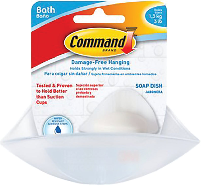 COMMAND Command BATH14-ES Bath Soap Dish, Plastic, Frosted