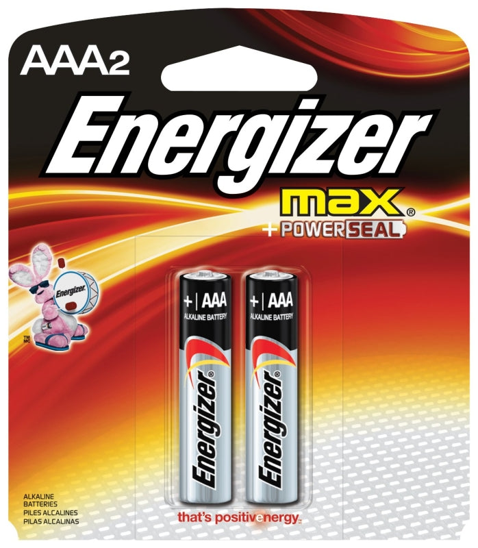 ENERGIZER BATTERY Energizer E92BP-2 Battery, 1.5 V Battery, 1250 mAh, AAA Battery, Alkaline, Manganese Dioxide, Rechargeable: No, 2/PK ELECTRICAL ENERGIZER BATTERY