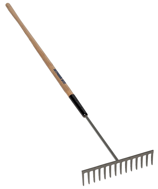 SEYMOUR Seymour 63128 Asphalt Rake, 78 in OAL, 4 in L Tine, 14-Tine, Hardwood Handle
