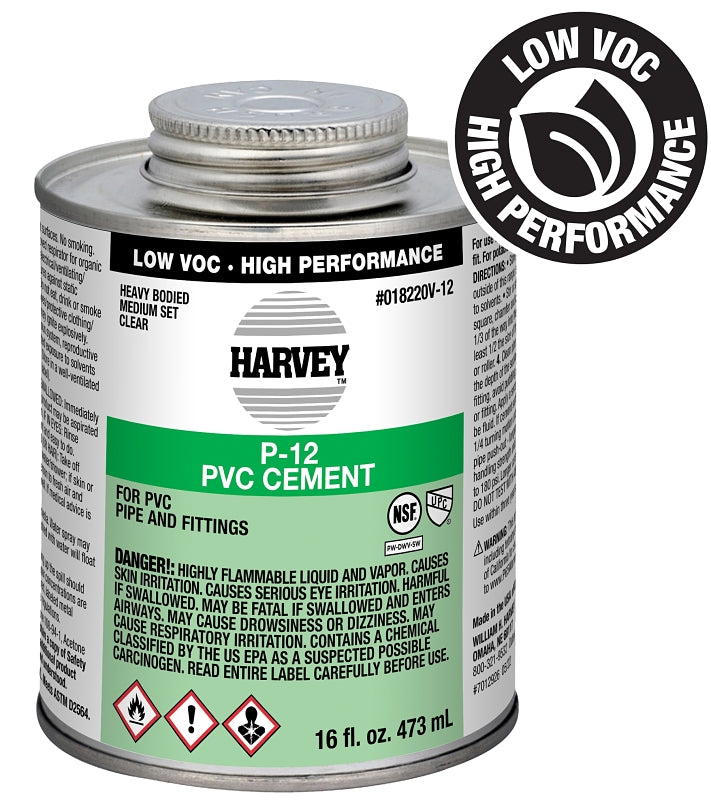 HARVEY Harvey P-12 Series 18220V-12 Heavy-Bodied Medium Set Cement, 16 oz Can, Liquid, Clear PLUMBING, HEATING & VENTILATION HARVEY