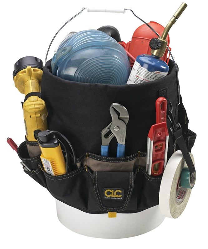 HULTAFORS CLC Tool Works Series 1119 Bucket Tool Organizer, 48-Compartment, Polyester, Black/Khaki TOOLS HULTAFORS