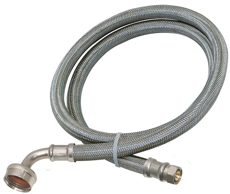 CASH ACME Ez-Flo 41043 Braided Dishwasher Connector Hose, 3/4 in Inlet, FHT Inlet, 3/8 in Outlet, Compression Outlet, 6 ft L PLUMBING, HEATING & VENTILATION CASH ACME