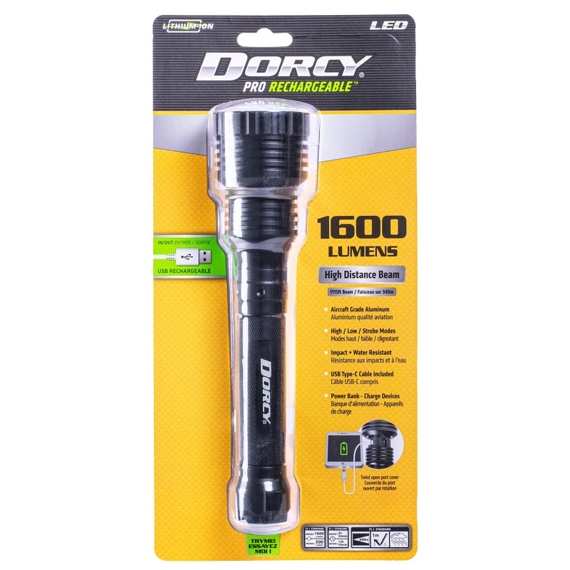 DORCY Dorcy Pro Series 41-4299 Rechargeable Flashlight, 7200 mAh, Lithium-Ion Battery, LED Lamp, 800 Lumens Lumens, Black ELECTRICAL DORCY