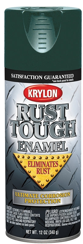 KRYLON Krylon Rust Tough K09223007 Rust Preventative Spray Paint, Gloss, Hunter Green, 12 oz, Can PAINT KRYLON