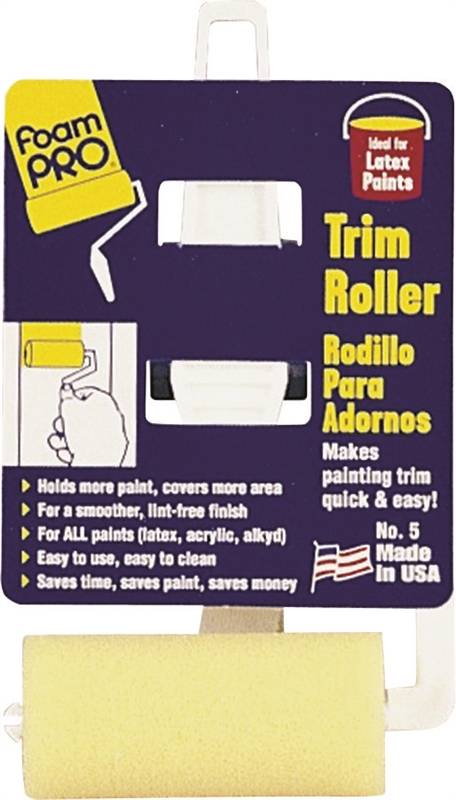 FOAMPRO Foampro 5 Trim Roller, 3 in L, Foam Cover PAINT FOAMPRO