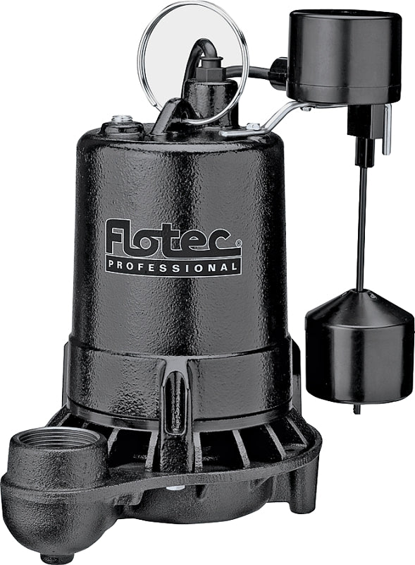 FLOTEC Flotec Professional Series E50VLT Sump Pump, 1-Phase, 6 A, 115 V, 0.5 hp, 1-1/2 in Outlet, 22 ft Max Lift Head PLUMBING, HEATING & VENTILATION FLOTEC