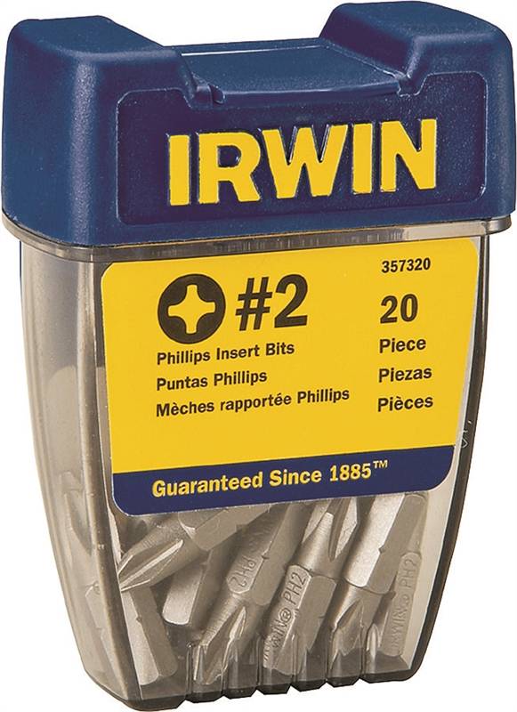 IRWIN Irwin Pro-Pak 357320 Insert Bit, #2 Drive, Phillips Drive, 1/4 in Shank, Hex Shank, 1 in L, High-Grade S2 Tool Steel TOOLS IRWIN