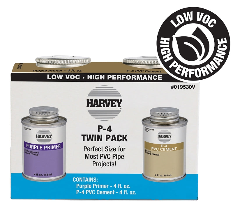 HARVEY Harvey 19530V Multi-Purpose Cement and Primer Kit, 4 oz Can, Liquid, Clear/Purple PLUMBING, HEATING & VENTILATION HARVEY