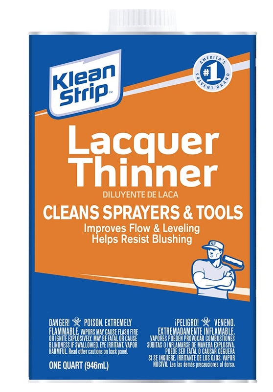 KLEAN STRIP Klean Strip QML170 Lacquer Thinner, Liquid, Free, Clear, Water White, 1 qt, Can