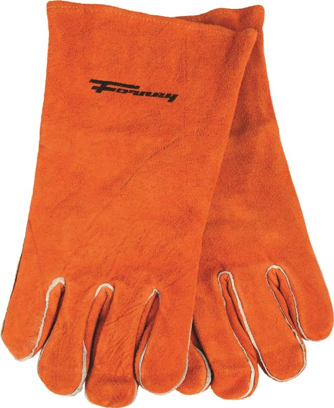FORNEY ForneyHide 53432 Welding Gloves, Men's, XL, Gauntlet Cuff, Leather Palm, Brown, Wing Thumb, Leather Back