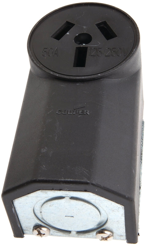 FORNEY Forney 58499 Electrical Receptacle, 125/250 V, 50 A, 2-Pole, Black