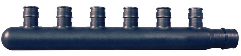 APOLLO Apollo ExpansionPEX Series EPXM6PT Closed Manifold, 9 in OAL, 1-Inlet, 3/4 in Inlet, 6-Outlet, 1/2 in Outlet, Brass