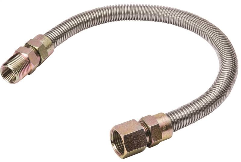 B & K INDUSTRIES B & K G014SS101118RP Gas Connector, 1/2 in, MIP x FIP, Stainless Steel, 18 in L, 3/8 in OD PLUMBING, HEATING & VENTILATION B & K INDUSTRIES