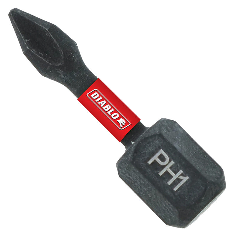 DIABLO Diablo DPH11P2 Screwdriver Insert Bit, #1 Drive, Phillips Drive, 1 in L, 2/PK